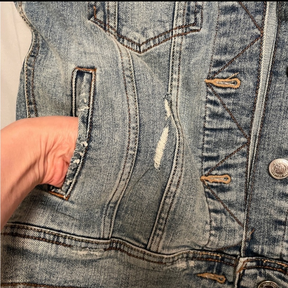 Distressed Denim Jean Jacket - Picture 12 of 13